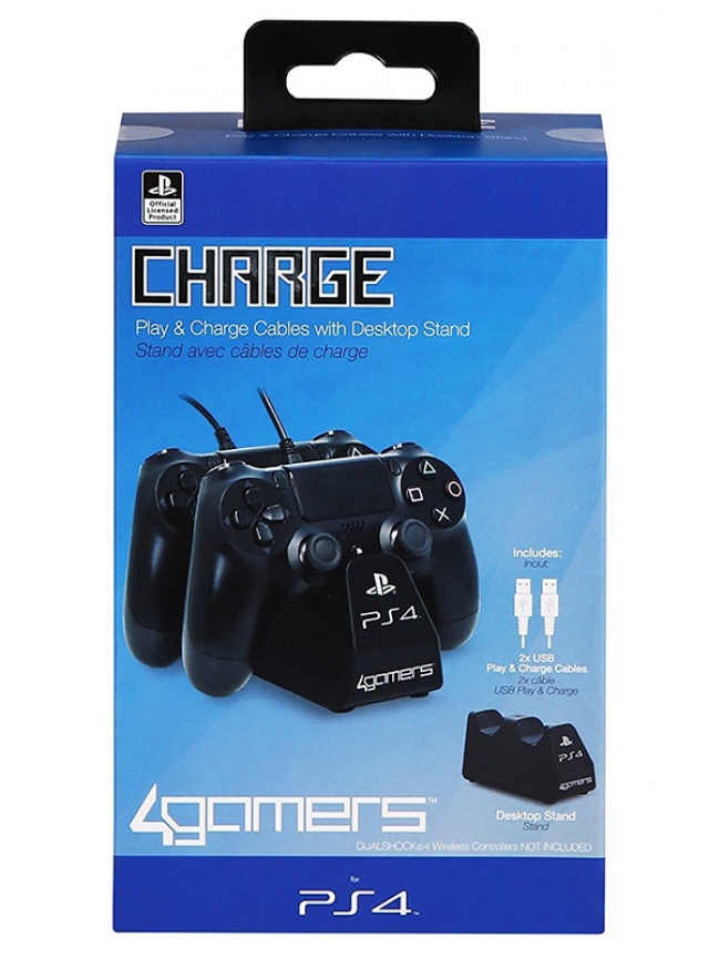 TWIN PLAY & CHARGE Oficial 4GAMERS Preto PS4